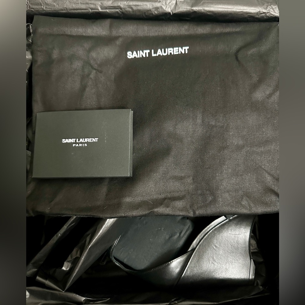 Saint Laurent (Lila 85 Leather Wedge Sandals) - Picture 9 of 9